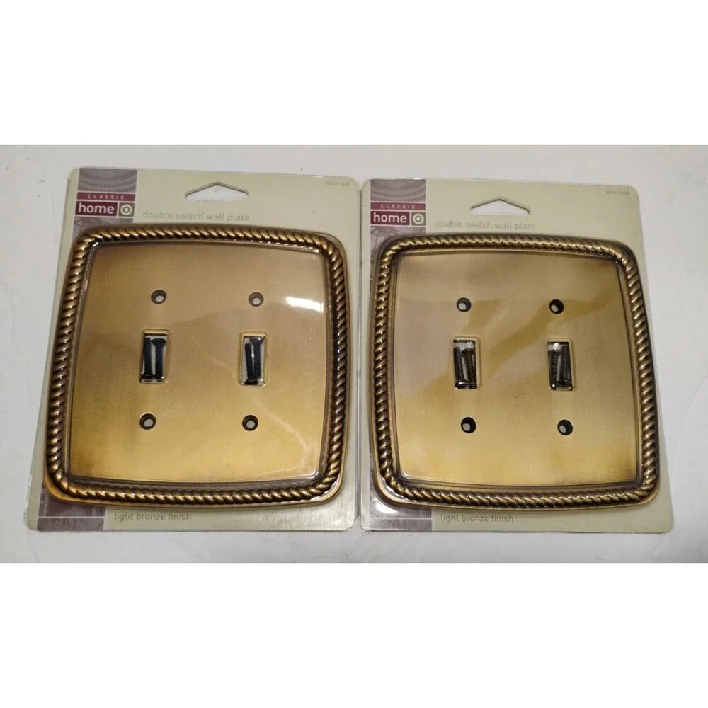 Classic Home Brass Tone Double Switch Plate Cover 5x5 Lot of 2
